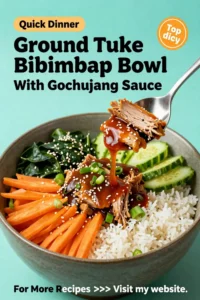 Ground Turkey Recipes: Ground Turkey Bibimbap Bowl With Gochujang Sauce in 20 Minutes