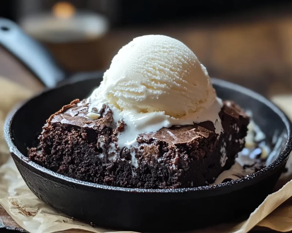 Dessert Recipes: Skillet Brownie With Vanilla Ice Cream in 20 Minutes