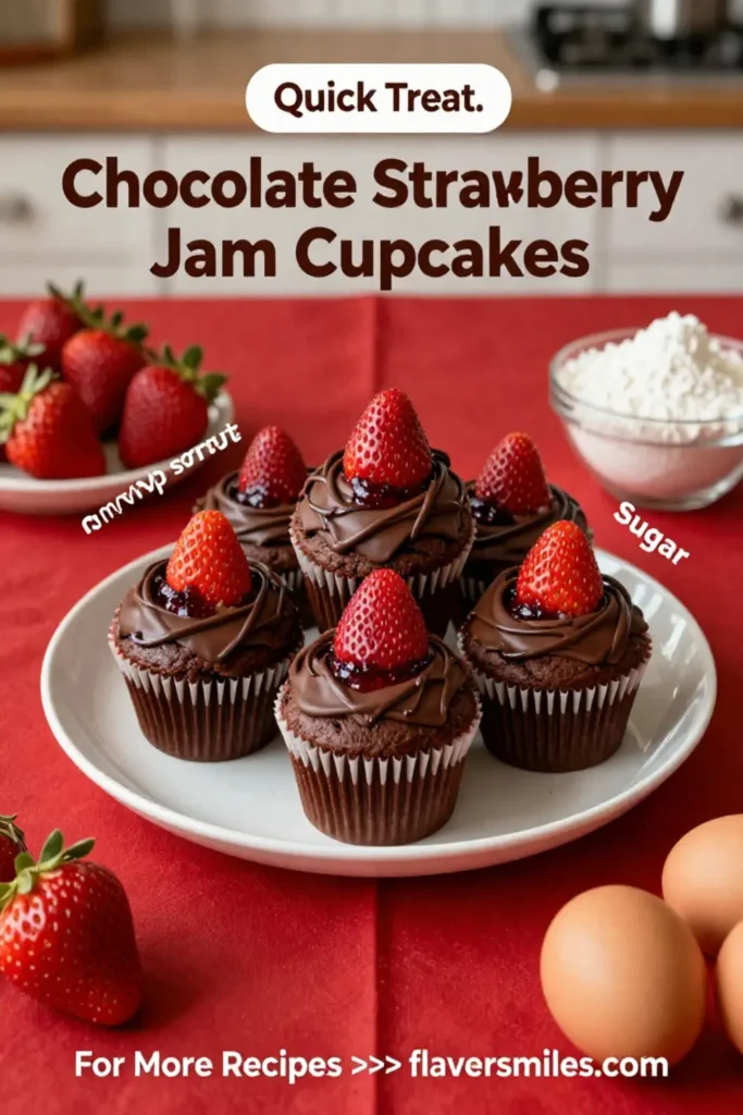 Chocolate Strawberry Jam Cupcakes