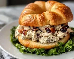 Chicken Salad Recipe: Cranberry Walnut Chicken Salad Croissant Sandwich in 15 Minutes