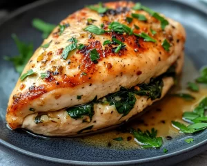 Chicken Breast Recipes: Honey Garlic Stuffed Chicken Breast With Spinach in 30 Minutes