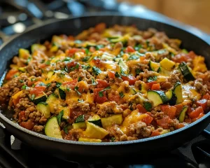 Easy Dinner Ideas: Cheesy Ground Turkey and Zucchini Skillet in 20 Minutes
