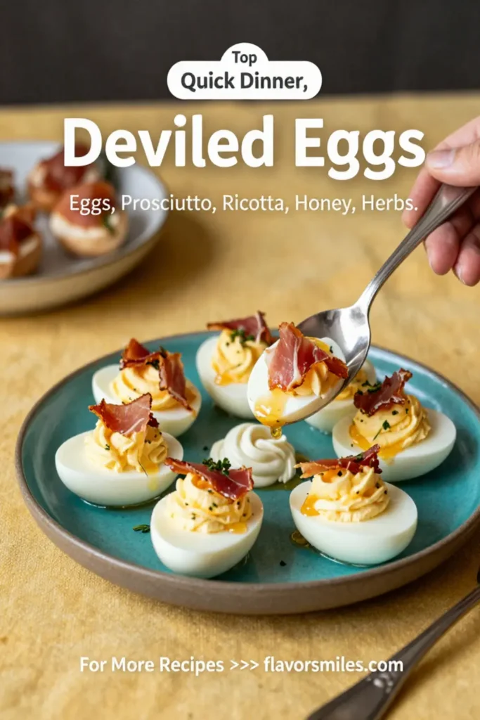 Deviled Eggs: Crispy Prosciutto and Honey Ricotta Deviled Eggs in 20 Minutes
