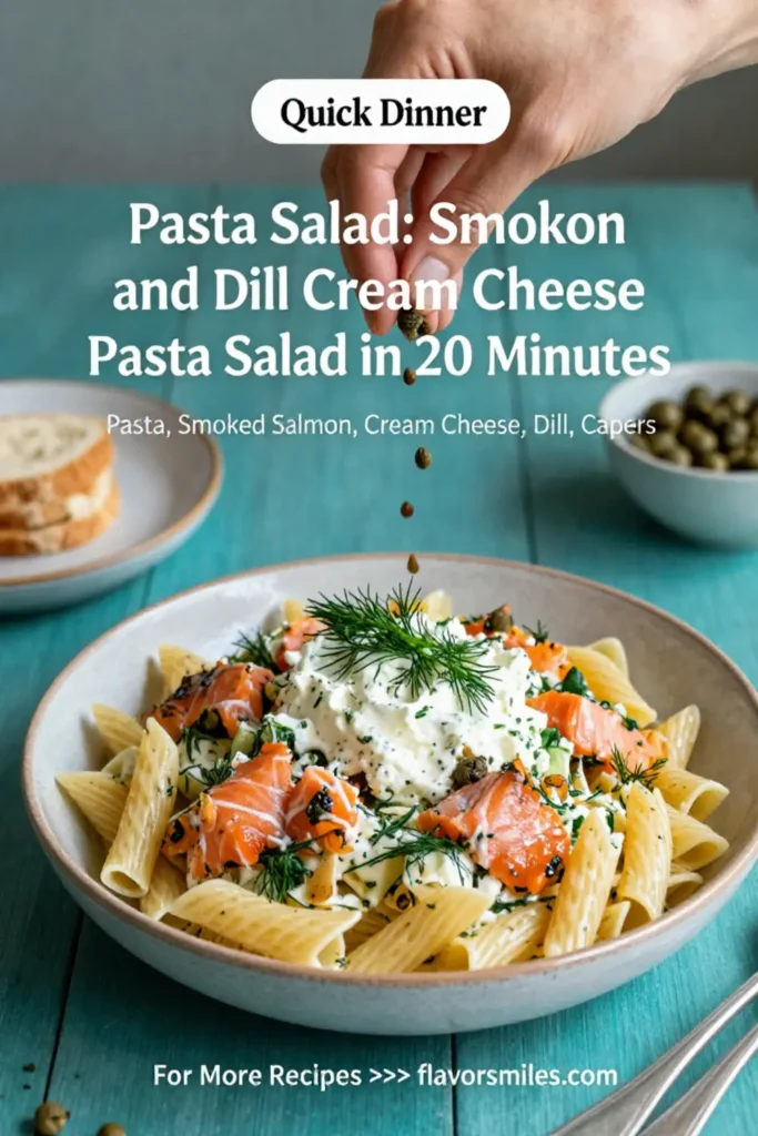 Pasta Salad: Smoked Salmon and Dill Cream Cheese Pasta Salad in 20 Minutes