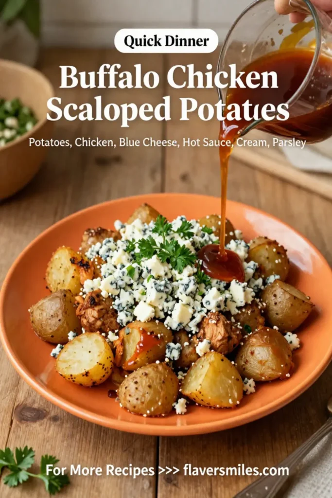 Scalloped Potatoes: Buffalo Chicken Scalloped Potatoes With Blue Cheese in 40 Minutes