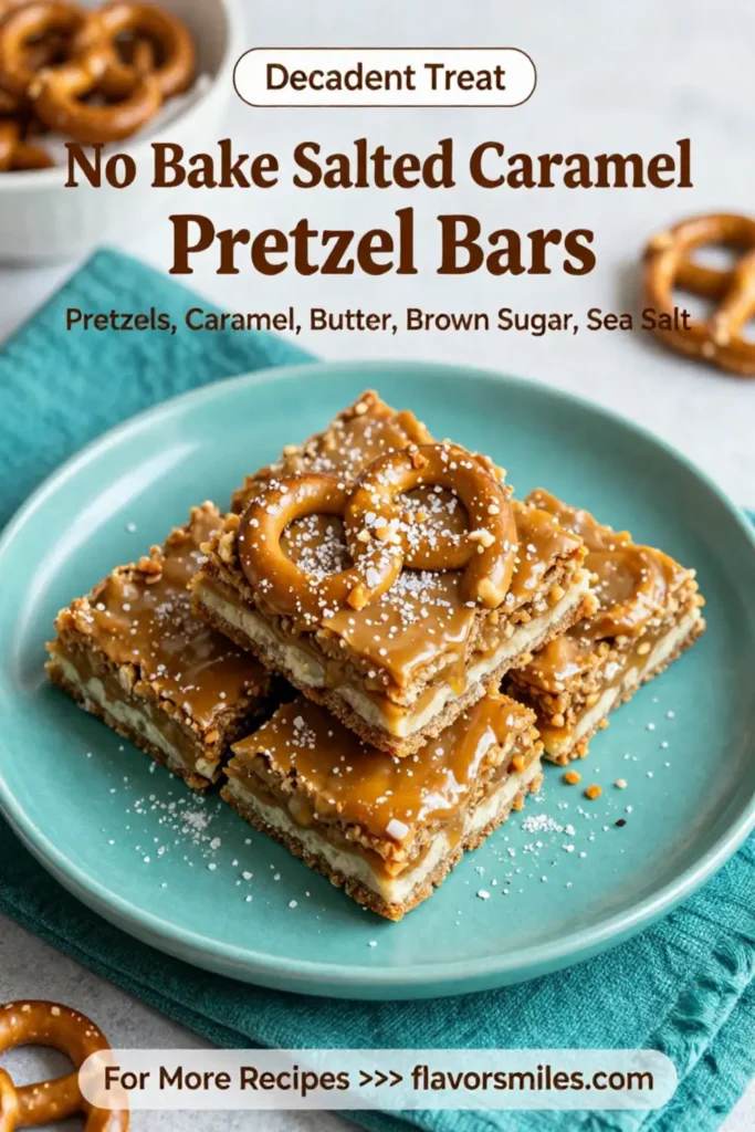 No Bake Salted Caramel Pretzel Bars