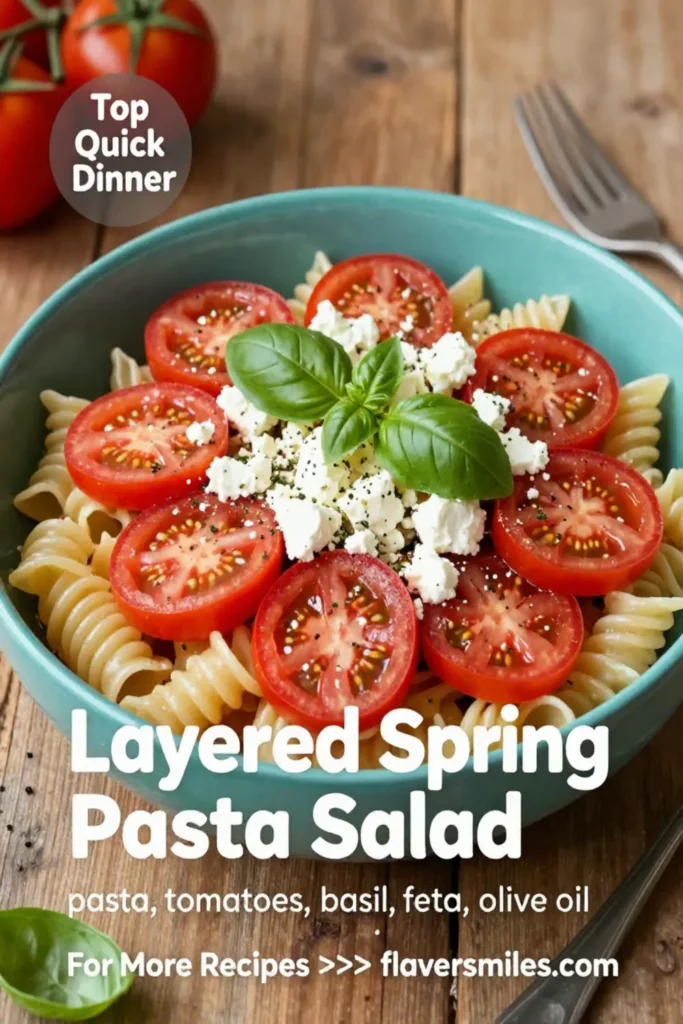 Layered Spring Pasta Salad with 12 Tempting Tomatoes