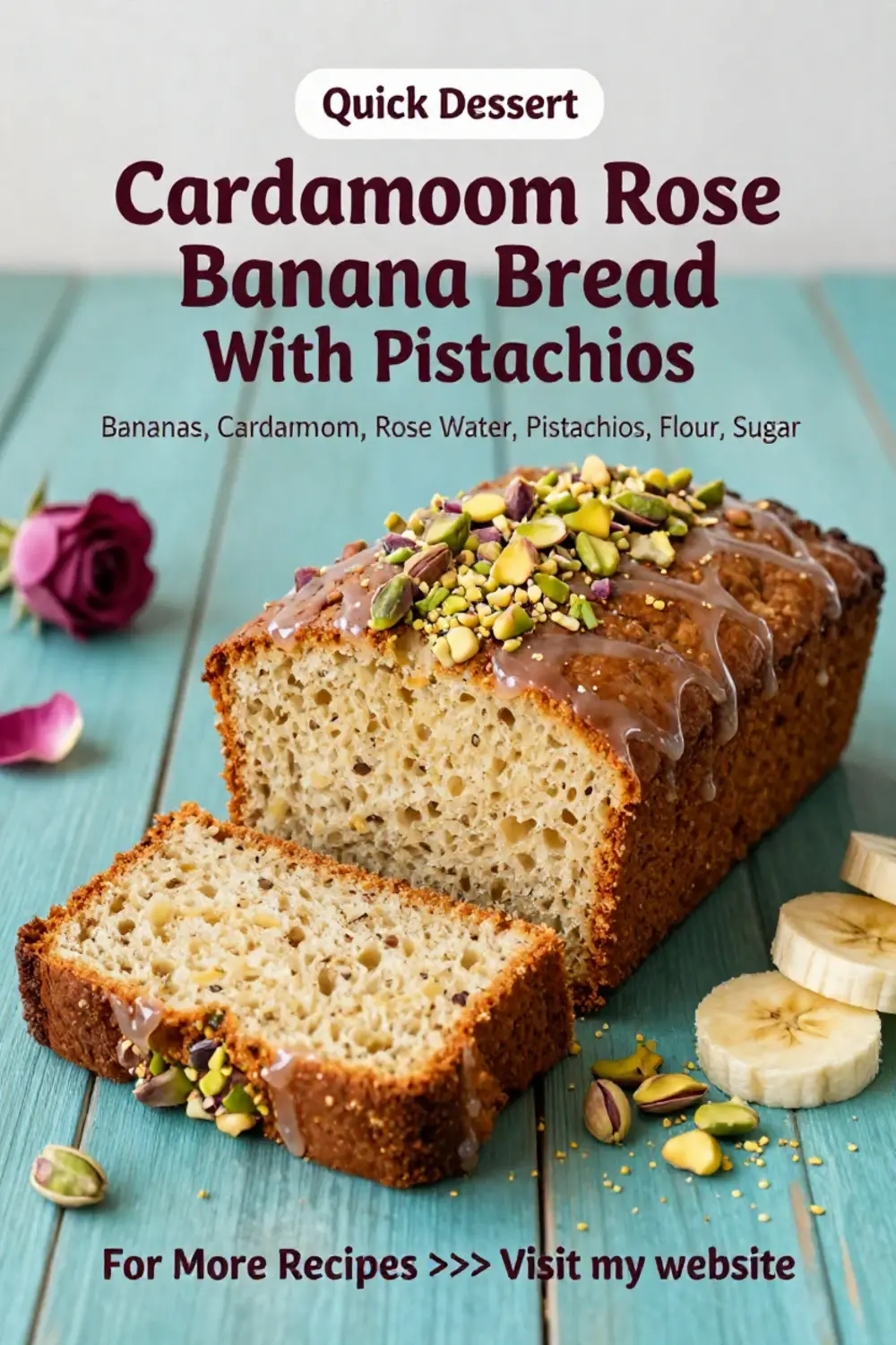 Banana Bread Recipe: Cardamom Rose Banana Bread With Pistachios in 35 Minutes