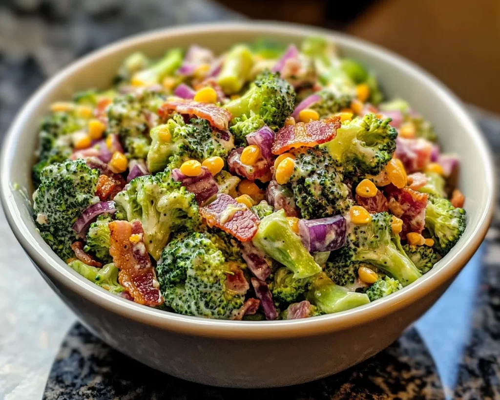 Broccoli Salad: Cheddar Bacon and Sunflower Seed Broccoli Salad in 15 Minutes