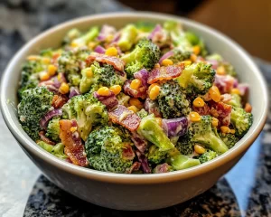 Broccoli Salad: Cheddar Bacon and Sunflower Seed Broccoli Salad in 15 Minutes