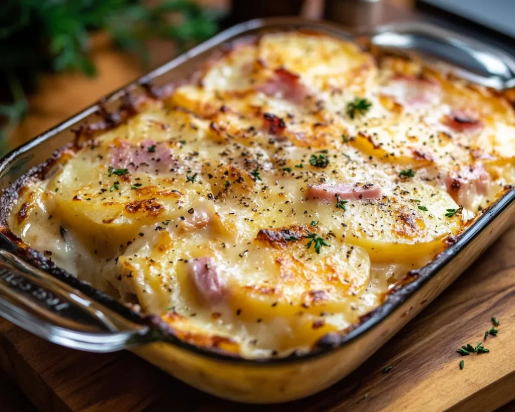 Scalloped Potatoes: Layered Ham and Swiss Scalloped Potatoes in 40 Minutes