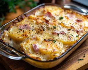 Scalloped Potatoes: Layered Ham and Swiss Scalloped Potatoes in 40 Minutes