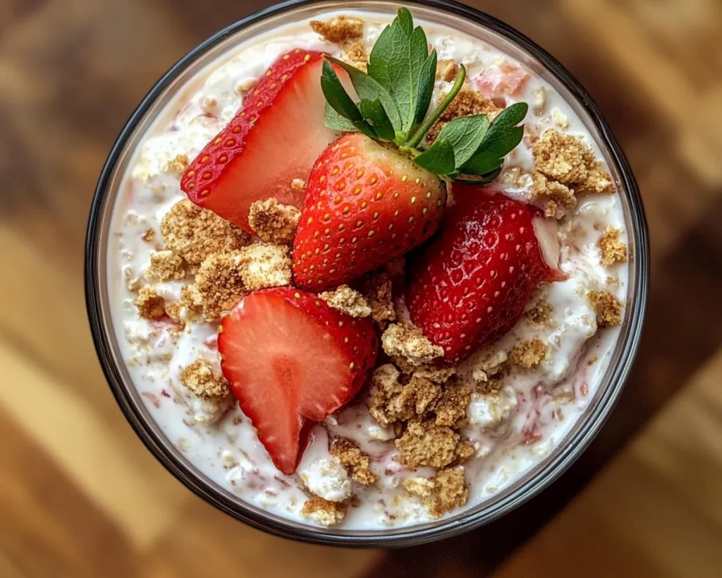 Overnight Oats: Strawberry Cheesecake Overnight Oats With Graham Cracker in 5 Minutes