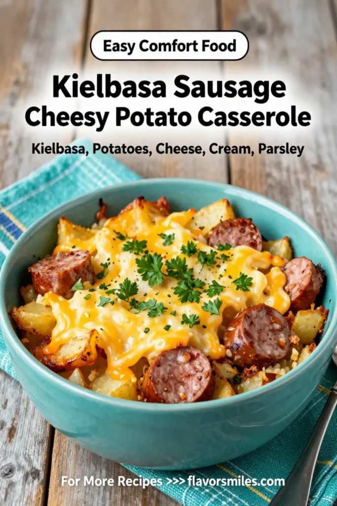 Kielbasa Sausage Cheesy Potato Casserole