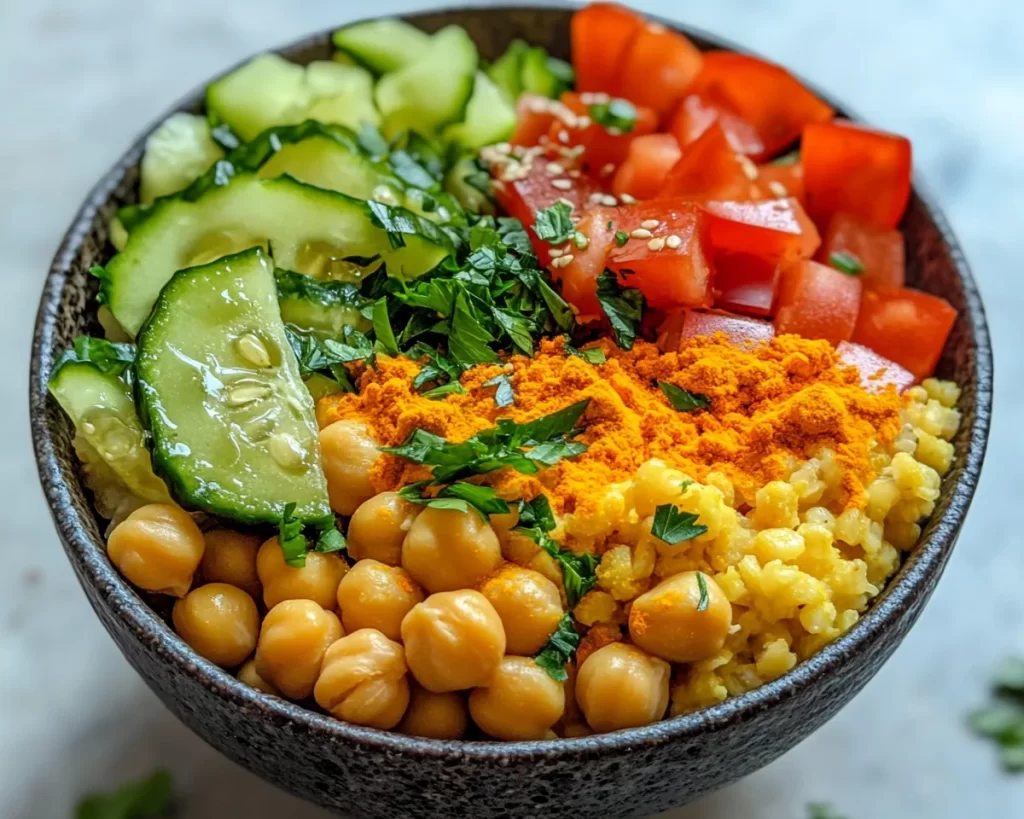 Lunch Ideas: Anti Inflammatory Turmeric Chickpea Grain Bowl in 15 Minutes