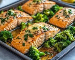 Salmon Recipes: Sheet Pan Salmon With Broccoli and Garlic Butter in 20 Minutes