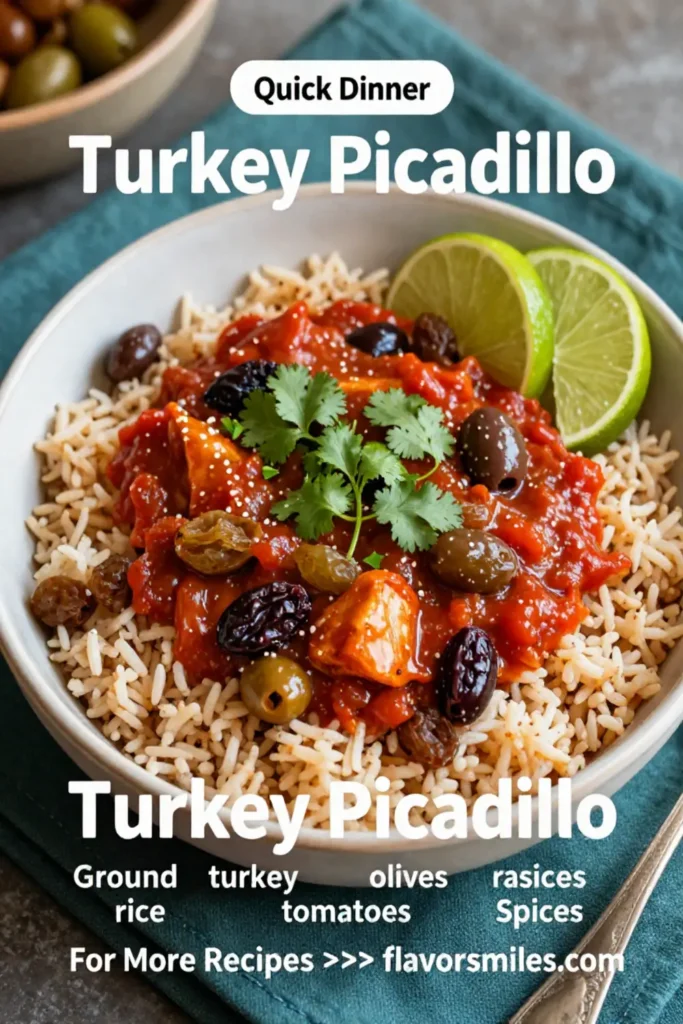 Ground Turkey Recipes: Turkey Picadillo With Olives and Raisins Over Rice in 25 Minutes