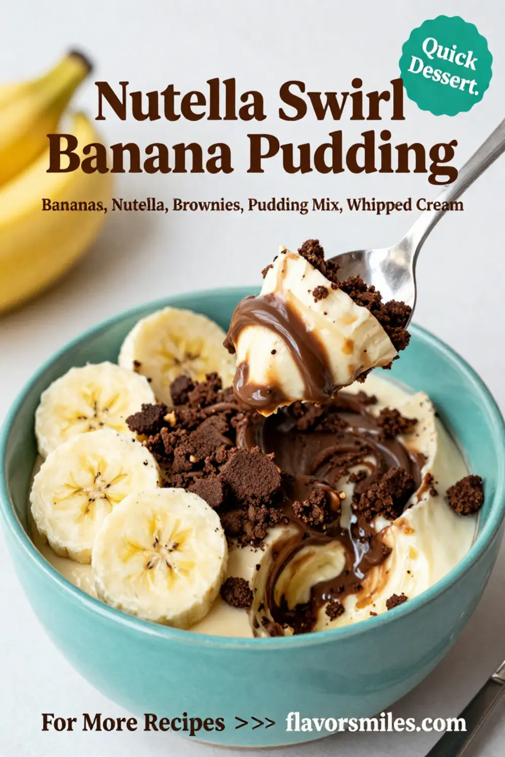 Banana Pudding: Nutella Swirl Banana Pudding With Brownie Crumbles in 20 Minutes