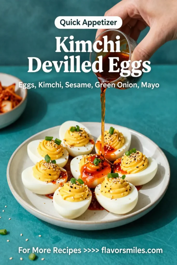 Deviled Eggs: Kimchi Deviled Eggs With Sesame and Green Onion in 20 Minutes