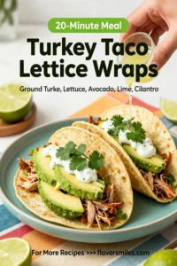Ground Turkey Recipes: Turkey Taco Lettuce Wraps With Avocado Crema in 20 Minutes
