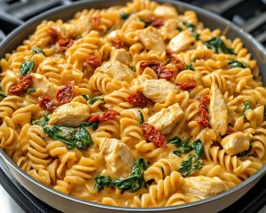 Pasta Recipes: Sun Dried Tomato and Spinach Creamy Chicken Pasta in 25 Minutes