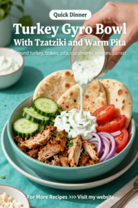 Ground Turkey Recipes: Turkey Gyro Bowl With Tzatziki and Warm Pita in 25 Minutes