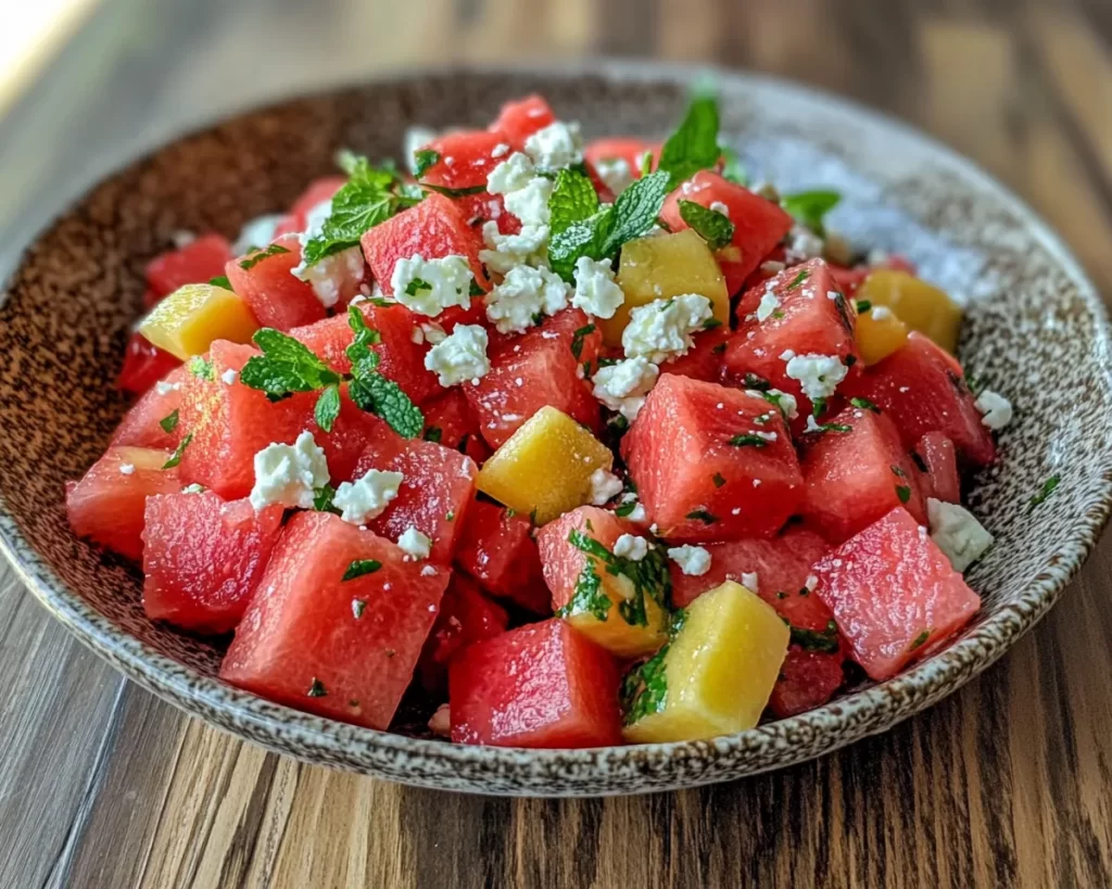 Fruit Salad: Watermelon Mint and Feta Fruit Salad in 10 Minutes