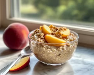 Overnight Oats: Peach Cobbler Overnight Oats With Brown Sugar in 5 Minutes