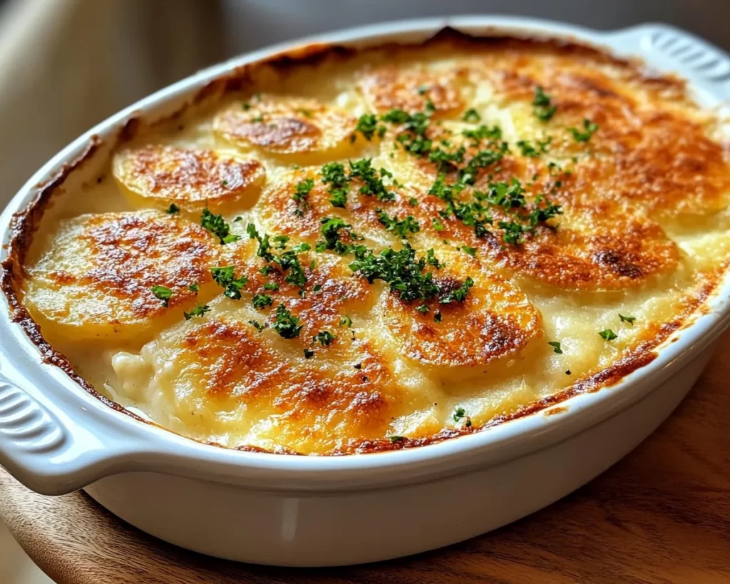 Scalloped Potatoes: Ham and Gruyere Slow Cooker Scalloped Potatoes in 10 Minutes Prep