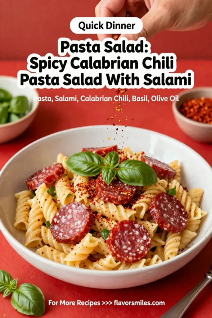 Pasta Salad: Spicy Calabrian Chili Pasta Salad With Salami in 20 Minutes
