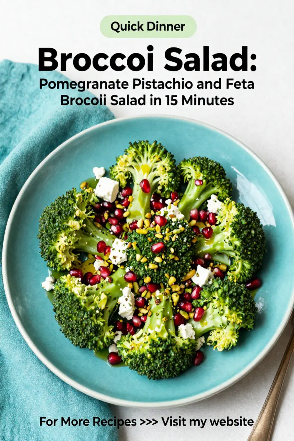 Broccoli Salad: Pomegranate Pistachio and Feta Broccoli Salad in 15 Minutes