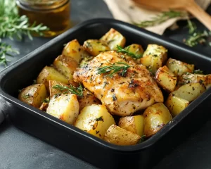 Chicken Recipes: Baked Honey Mustard Chicken With Roasted Potatoes in 30 Minutes