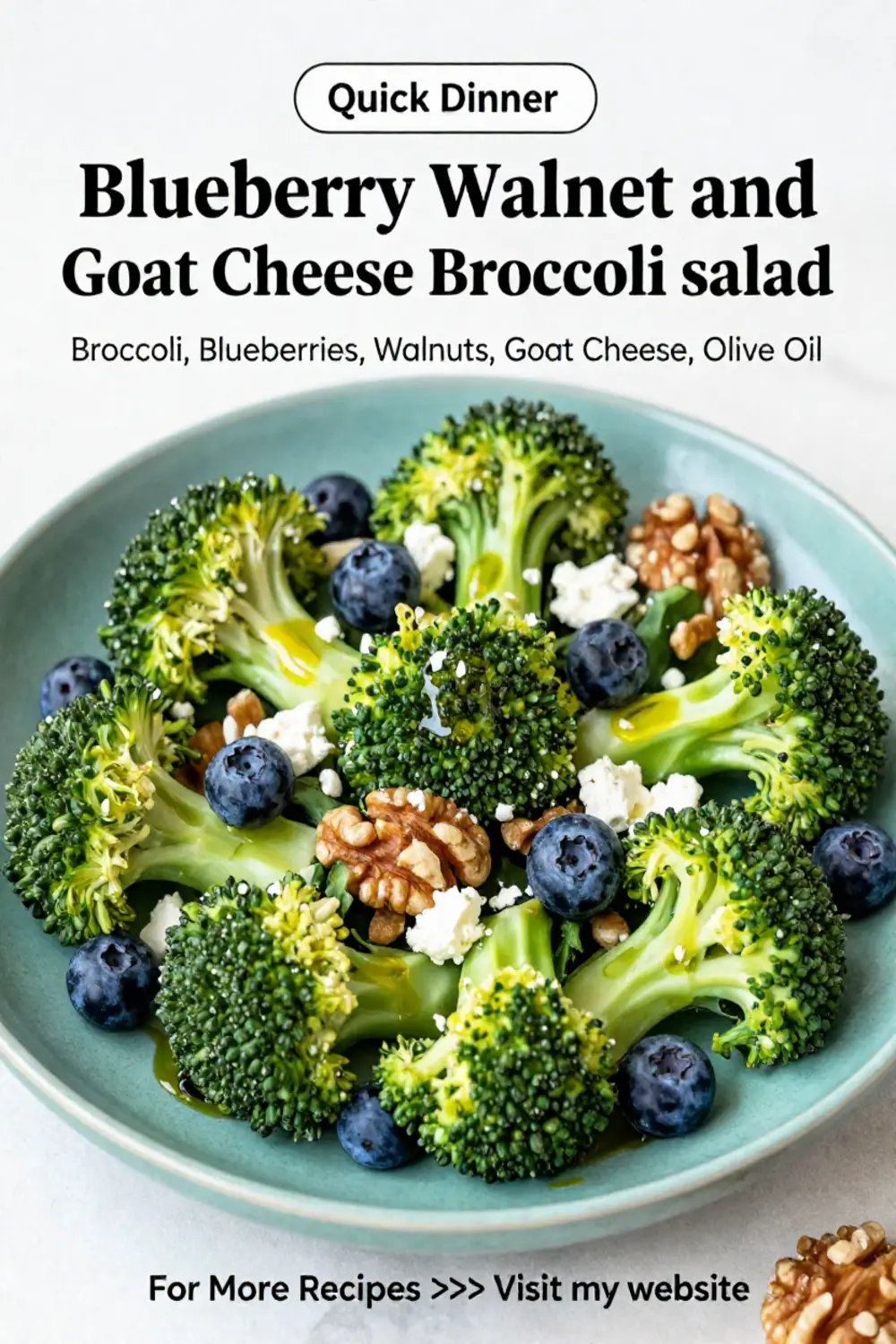 Broccoli Salad: Blueberry Walnut and Goat Cheese Broccoli Salad in 15 Minutes