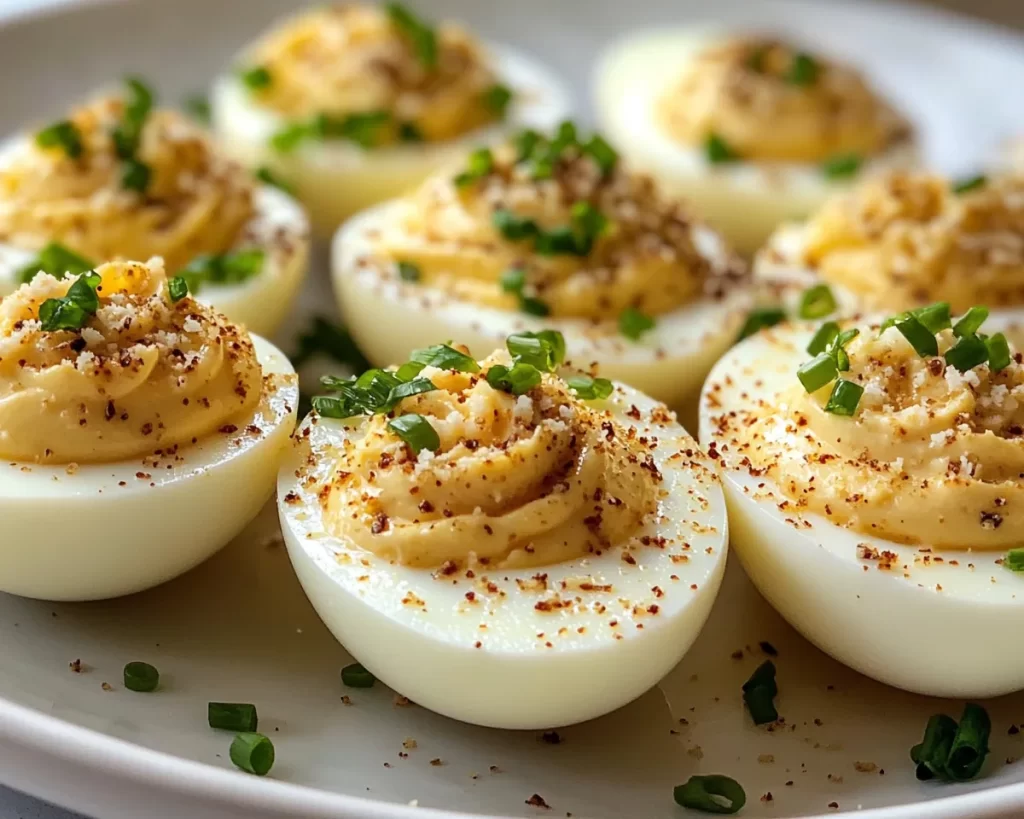 Deviled Eggs: Truffle Oil Parmesan Deviled Eggs for Dinner Parties in 20 Minutes