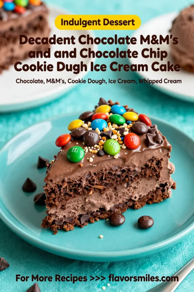Decadent Chocolate M&M's and Chocolate Chip Cookie Dough Ice Cream Cake