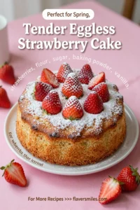 Tender Eggless Strawberry Cake