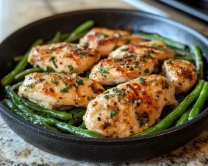 Dinner Recipes: One Pan Garlic Butter Chicken and Green Beans in 25 Minutes