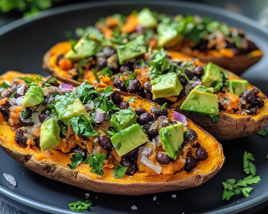 Sweet Potato Recipes: Black Bean Stuffed Sweet Potatoes With Avocado in 25 Minutes
