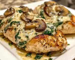 Dinner Ideas: Creamy Mushroom and Spinach Stuffed Chicken Breast in 30 Minutes
