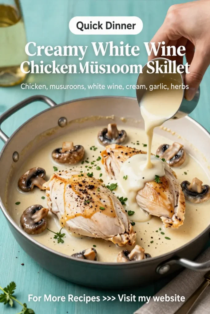 Dinner Recipes: Creamy White Wine Chicken and Mushroom Skillet in 25 Minutes