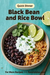 Black Bean and Rice Bowl with Cilantro Lime Yogurt Sauce