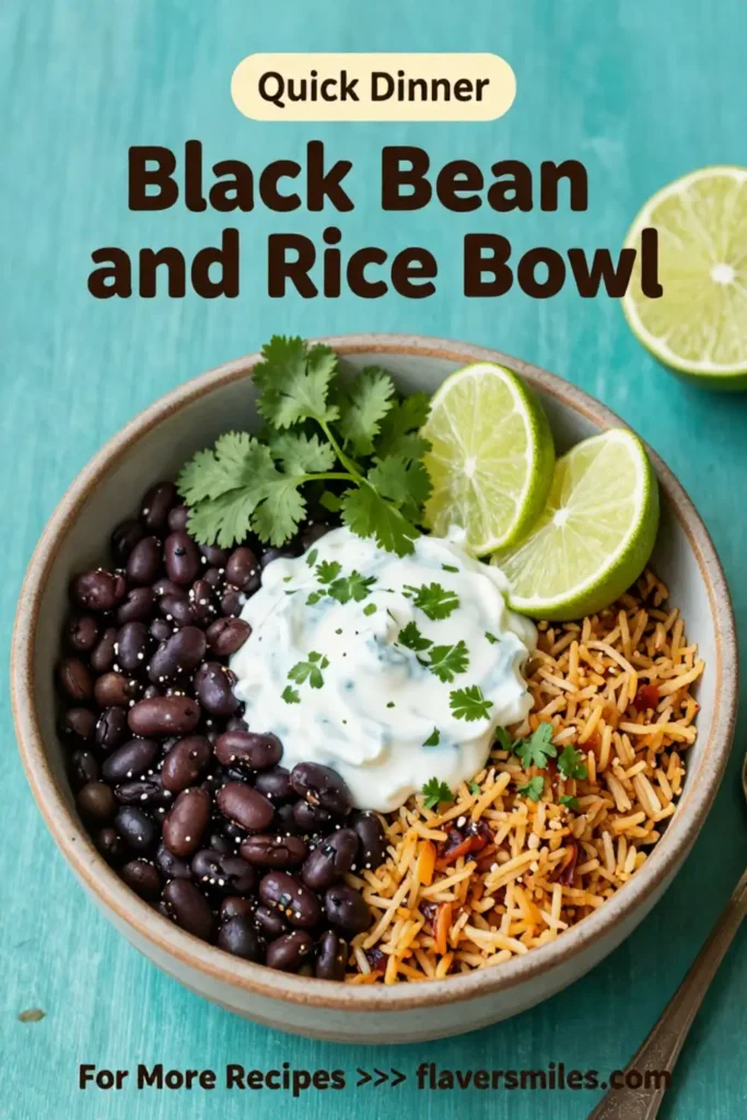 Black Bean and Rice Bowl with Cilantro Lime Yogurt Sauce