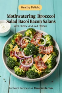 Mouthwatering Broccoli Bacon Salad With Cheese And Red Onions