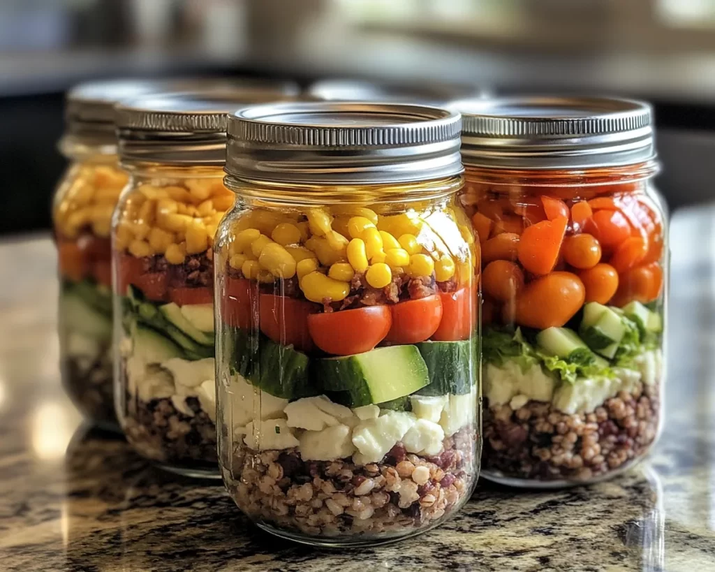 Lunch Ideas: Protein Packed Cobb Salad Meal Prep Jars in 15 Minutes