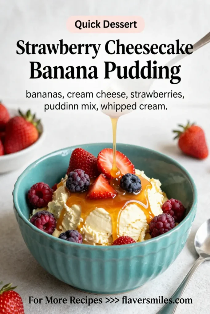 Banana Pudding: Strawberry Cheesecake Banana Pudding With Fresh Berries in 20 Minutes