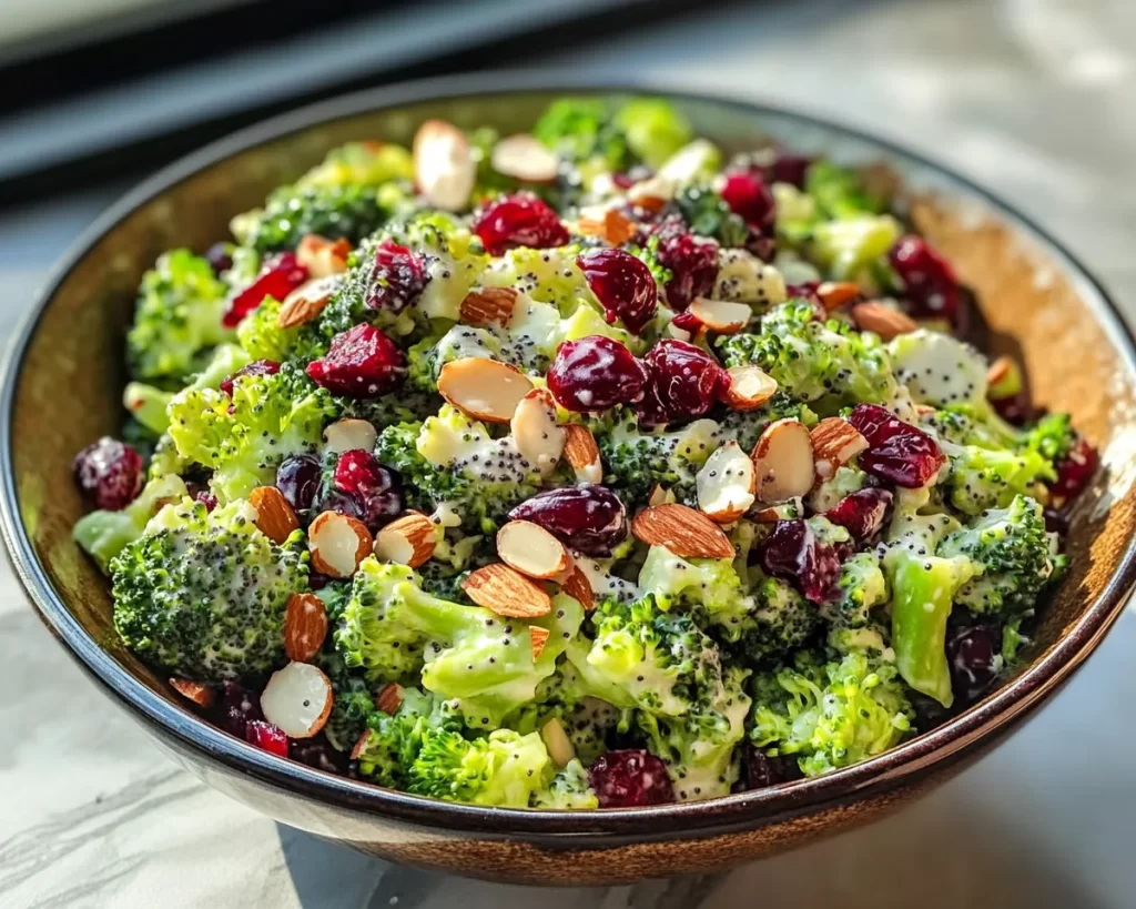 Broccoli Salad: Cranberry Almond Broccoli Salad With Poppy Seed Dressing in 15 Minutes