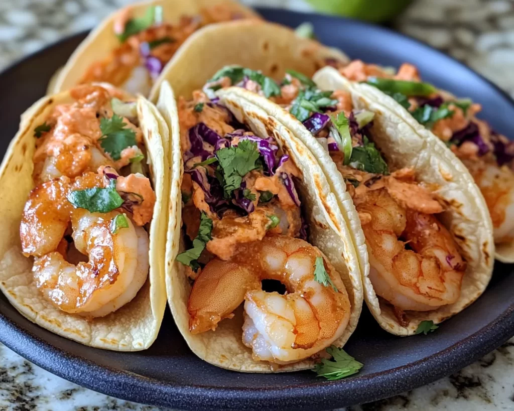 Shrimp Recipes: Bang Bang Shrimp Tacos With Sriracha Slaw in 20 Minutes