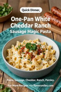 One-Pan White Cheddar Ranch Sausage Magic Pasta