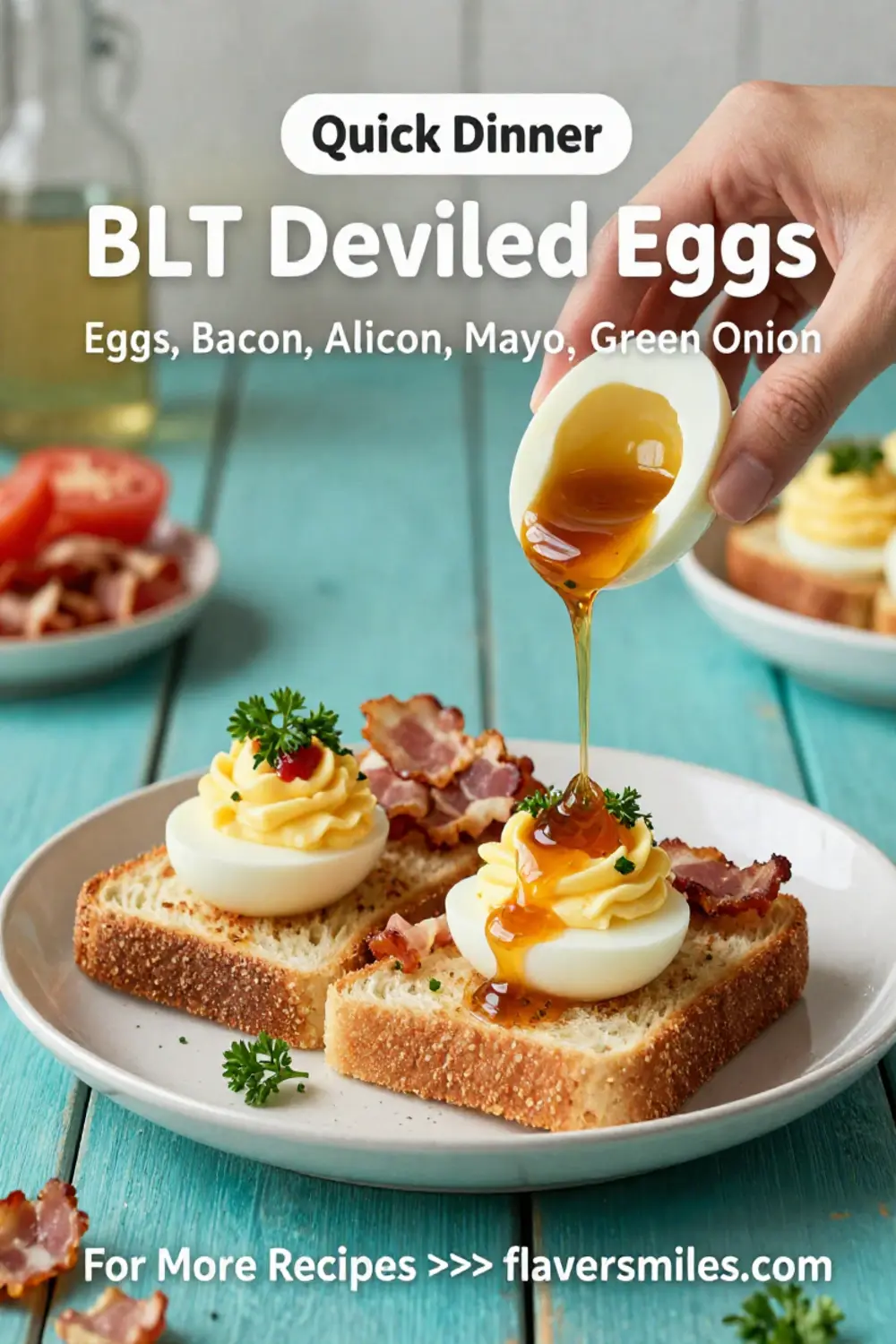 Deviled Eggs: BLT Deviled Eggs With Crispy Bacon and Tomato in 20 Minutes