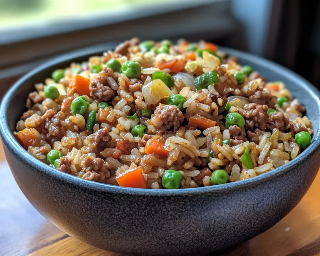 Ground Beef Recipes: One Pan Ground Beef and Vegetable Fried Rice in 20 Minutes